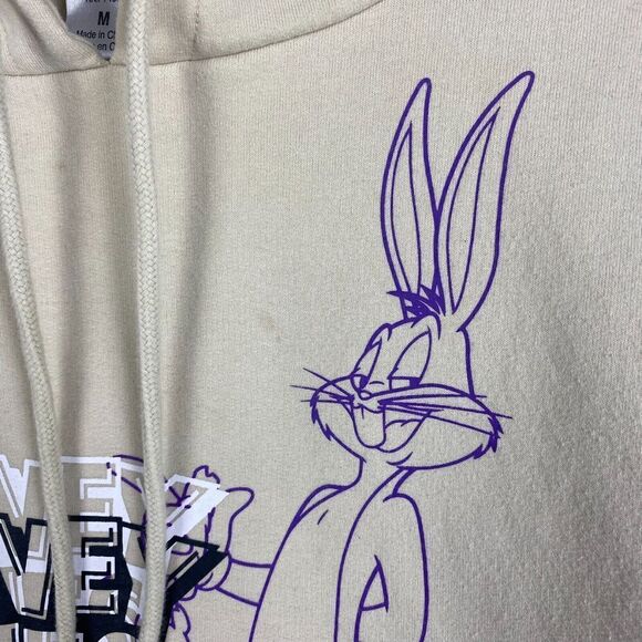 Looney Tunes Sweater Adult Medium Hooded Pocket Graphic Print Sweatshirt Casual - Picture 4 of 11